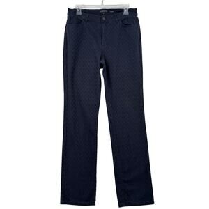 Lafayette 148 NY Thompson Pants Size 8 Black Print Slim Mid Rise